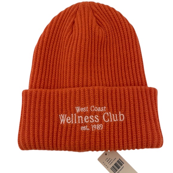 Anthropologie Accessories - New ANTHRO Daily Practive West Coast Wellness Club Orange Cable Knit Beanie Cap